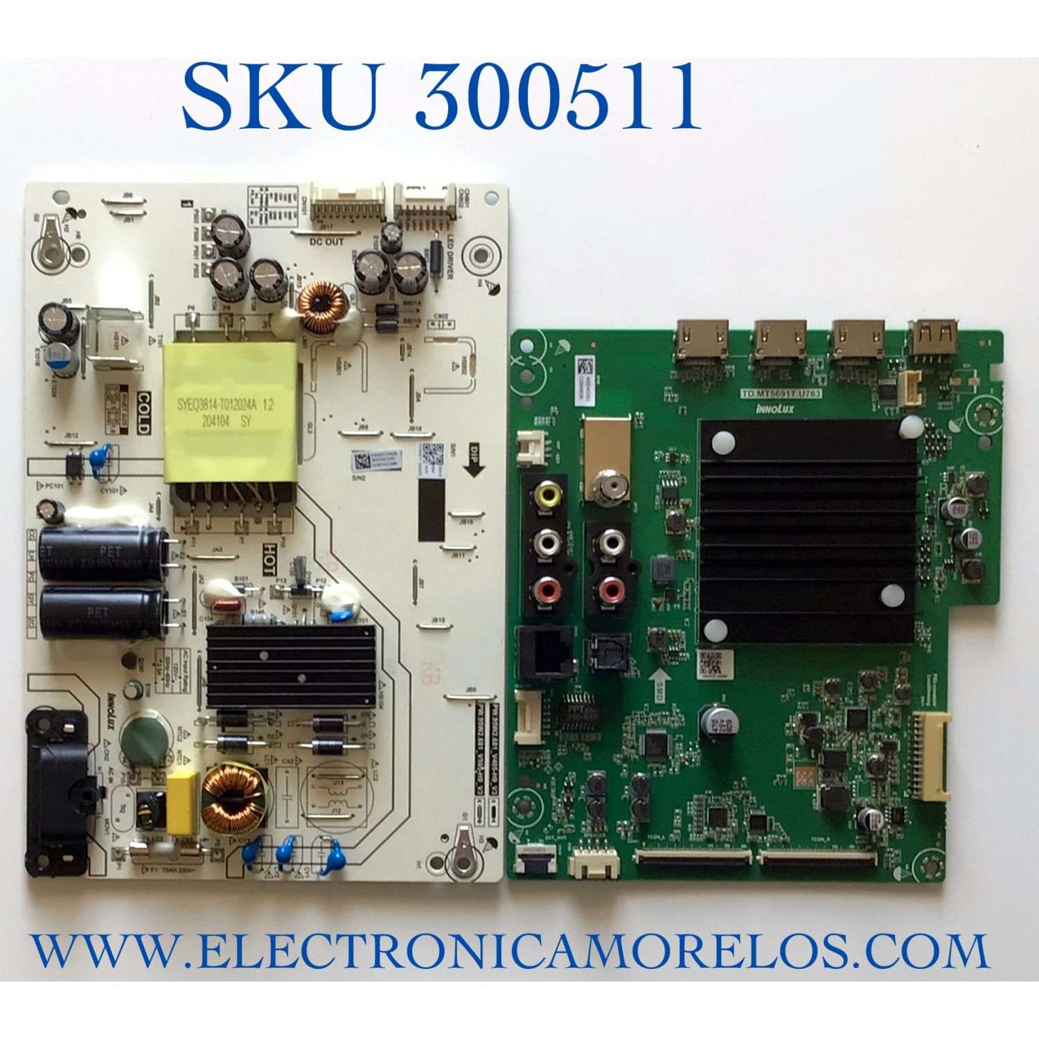 KIT DE TARJETAS PARA TV VIZIO SMART TV / MAIN TD.MT5691T.U763 / FUENTE PW.95W2.681 / P500D104DB / PANEL V500DJ6 / MODELO V505-H9 / V505-H9 LIAIZB / V505-H19 / V505-H19 LIAIZB / ((NOTA IMPORTANTE:CHECAR QUE EL PANEL Y MODELO CORRESPONDA CON SU TV))
